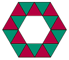 18 equilateral triangles arranged as a hexagon ring.