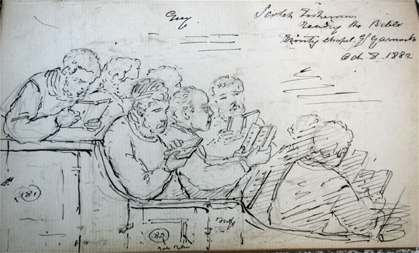 Scotch Fishermen Reading the Bible, Trinity Chapel, Great Yarmouth, Oct 8 1882