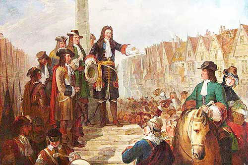 Revolution: The Earl of Devonshire addressing the people from the steps of the Old Malt Cross, Nottingham, Nov 23rd 1688